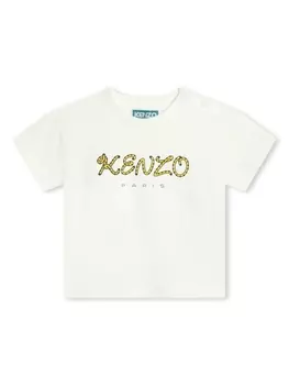 Kenzo Kids футболка с логотипом, нейтральный цвет