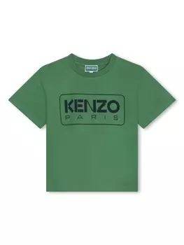 Kenzo Kids футболка с логотипом, зеленый
