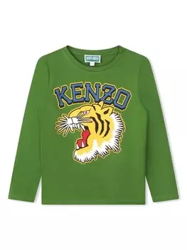 Kenzo Kids футболка с логотипом, зеленый