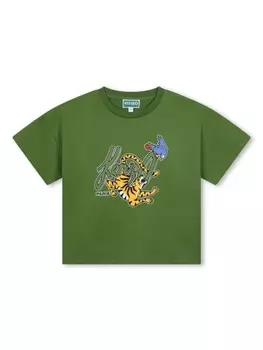Kenzo Kids футболка с логотипом, зеленый