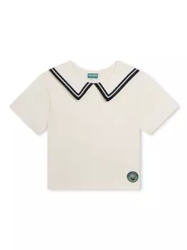 Kenzo Kids футболка с матросским воротником, нейтральный цвет