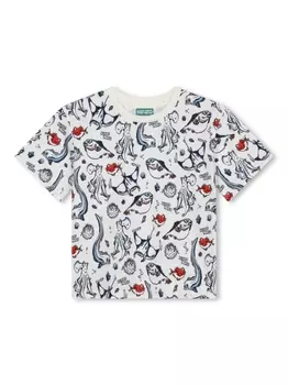 Kenzo Kids футболка с принтом, белый