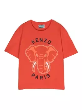 Kenzo Kids футболка с принтом Elephant, красный