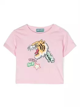 Kenzo Kids футболка с принтом, розовый