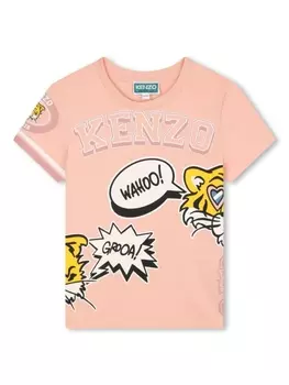 Kenzo Kids футболка с принтом Tiger, розовый