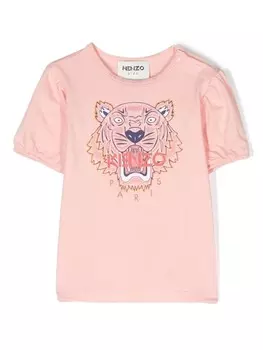 Kenzo Kids футболка с принтом Tiger, розовый