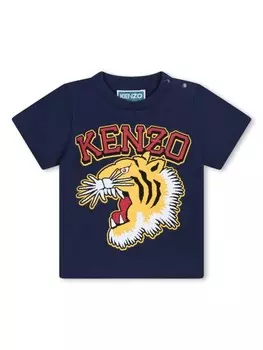 Kenzo Kids футболка с принтом Tiger, синий