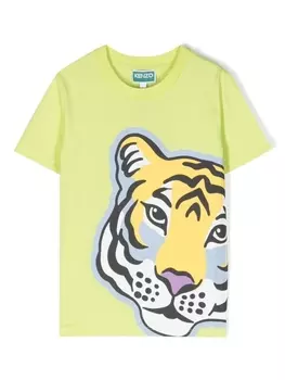 Kenzo Kids футболка с принтом, зеленый