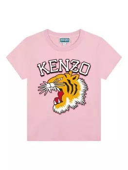 Kenzo Kids футболка с вышитым логотипом, розовый