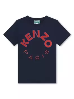 Kenzo Kids футболка с вышитым логотипом, синий