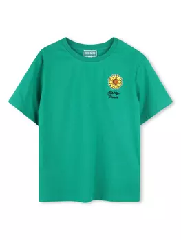 Kenzo Kids футболка с вышитым логотипом, зеленый