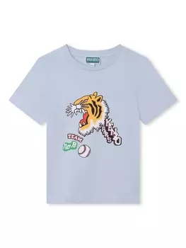 Kenzo Kids футболка Tiger с принтом, синий