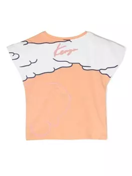 Kenzo Kids graphic-print cotton T-shirt, оранжевый
