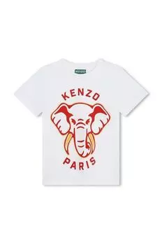 Kenzo kids Хлопковая детская футболка, белый