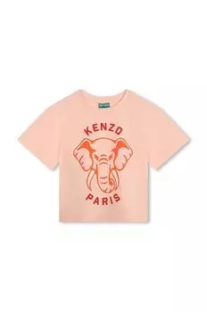Kenzo kids Хлопковая детская футболка, розовый