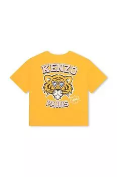 Kenzo kids Хлопковая детская футболка, желтый
