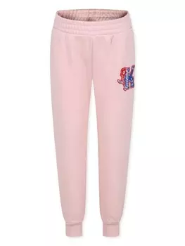 Kenzo Kids хлопковые спортивные брюки с вышитым логотипом, розовый