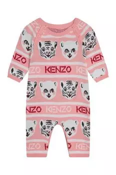 Kenzo Kids хлопковый детский комбинезон + шапочка, розовый