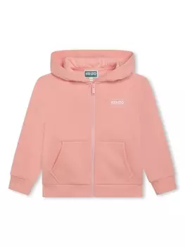 Kenzo Kids худи на молнии с логотипом, розовый