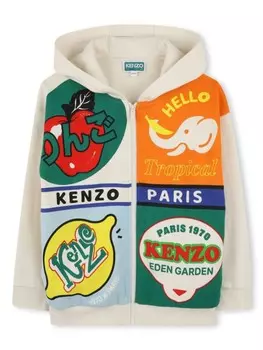 Kenzo Kids худи на молнии с логотипом, нейтральный