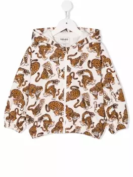 Kenzo Kids худи на молнии с принтом Tiger, нейтральный цвет