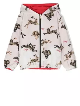 Kenzo Kids худи на молнии с принтом, нейтральный цвет