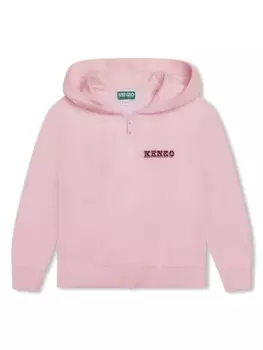 Kenzo Kids худи на молнии с вышитым логотипом, розовый