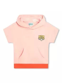 Kenzo Kids худи с короткими рукавами и вышивкой Tiger, оранжевый