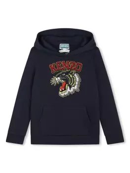 Kenzo Kids худи с вышитым логотипом, синий
