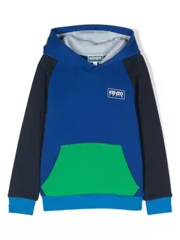 Kenzo Kids худи в стиле колор-блок, синий
