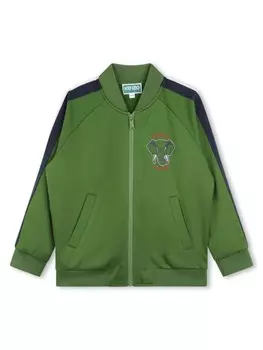 Kenzo Kids кардиган на молнии с принтом, зеленый