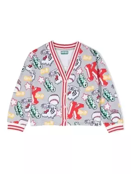 Kenzo Kids кардиган с принтом, серый