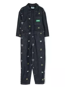 Kenzo Kids комбинезон с вышивкой, синий