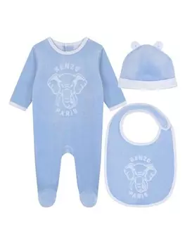 Kenzo Kids комплект для новорожденного с вышивкой Elephant, синий