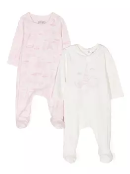 Kenzo Kids комплект из двух комбинезонов с графичным принтом, розовый