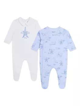 Kenzo Kids комплект из двух комбинезонов с логотипом, синий
