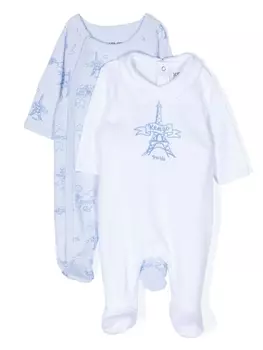 Kenzo Kids комплект из двух комбинезонов с принтом, синий