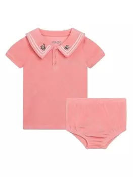 Kenzo Kids комплект из футболки и блумеров с вышитым логотипом, розовый