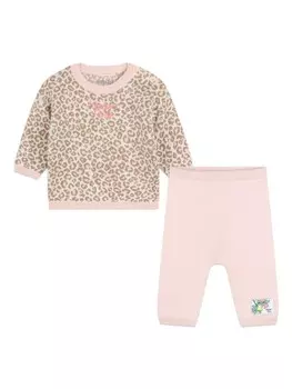 Kenzo Kids комплект из органического хлопка с вышитым логотипом, розовый