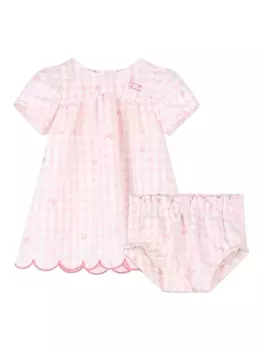 Kenzo Kids комплект из платья и блумеров с вышитым логотипом, розовый