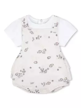 Kenzo Kids комплект из ромпера и топа с графичным принтом, нейтральный цвет