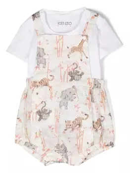 Kenzo Kids комплект из шортов и футболки с принтом, белый