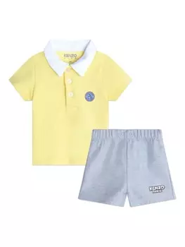 Kenzo Kids комплект из топа и шортов с логотипом, серый