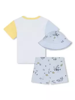 Kenzo Kids комплект из топа и шортов с графичным принтом, белый
