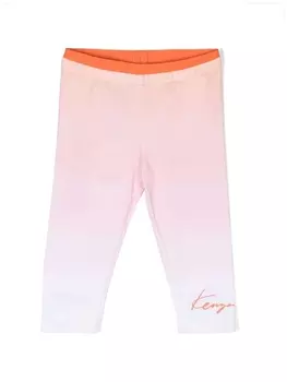 Kenzo Kids легинсы с эффектом градиента, оранжевый