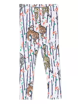 Kenzo Kids легинсы с анималистичным принтом, белый