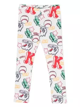Kenzo Kids легинсы с графичным принтом, нейтральный цвет