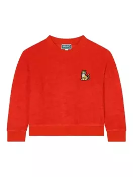 Kenzo Kids махровая толстовка с вышивкой Tiger, красный