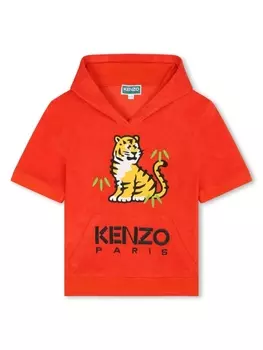Kenzo Kids махровое худи с вышитым логотипом, красный