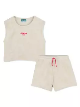 Kenzo Kids махровый комплект из топа и шортов, нейтральный
